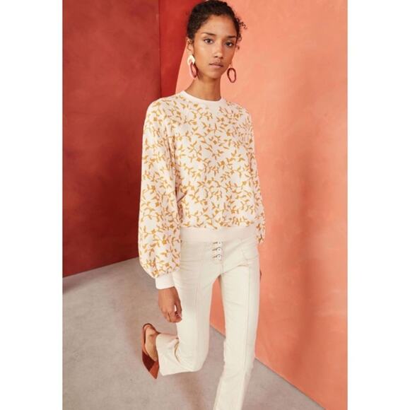 Ulla Johnson Ebba Rose Crewneck Ribbed Pullover Sweatshirt Size S - Picture 3 of 9